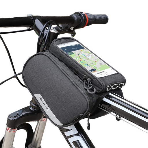Bike frame bag + detachable phone case up to 6.5" 1.5l black