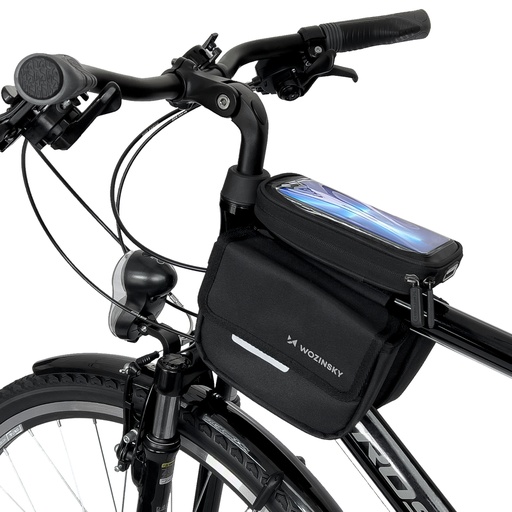 Bike frame pannier bag waterproof phone case 1.5l black