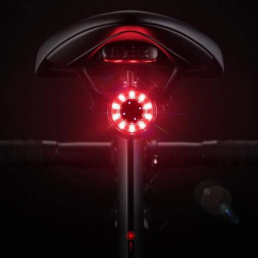 LED rear bike light with micro USB red light 5 modes black