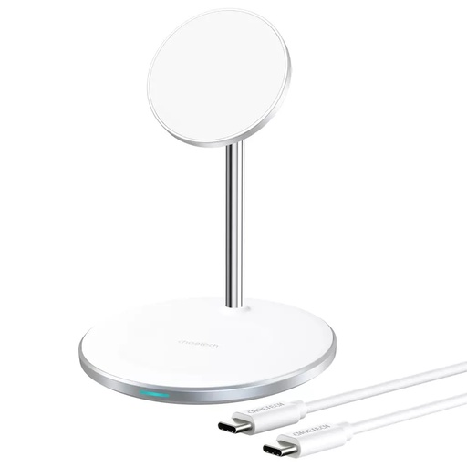 "Qi" 15 W belaidis įkroviklis "iPhone" ir "AirPods" + magnetinis laikiklis "MagSafe" sidabrinės spalvos