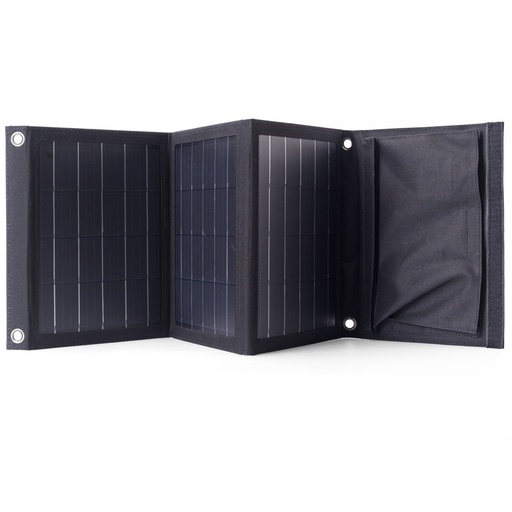 Saulės baterijos kelioninis įkroviklis 22W 2xUSB sulankstomas juodas