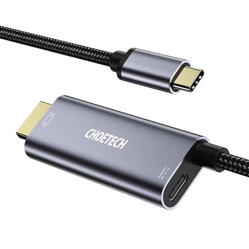 Adapteris C tipo USB - HDMI 4K + C tipo USB PD, skirtas "MacBook" kompiuteriui 1,8 m pilkos spalvos