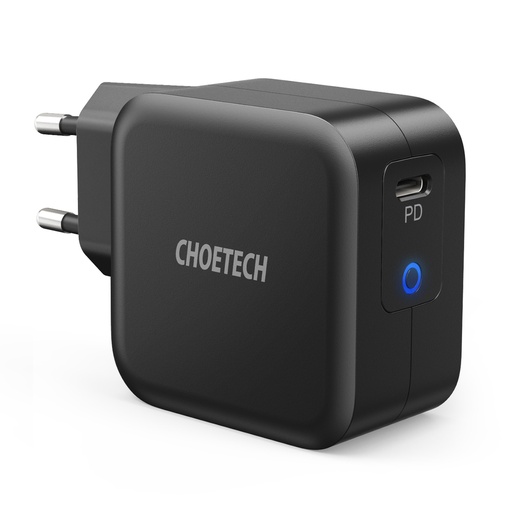 "GaN USB Type C" 60 W tinklo įkroviklis + 1,8 m ilgio C tipo USB laidas, juodas