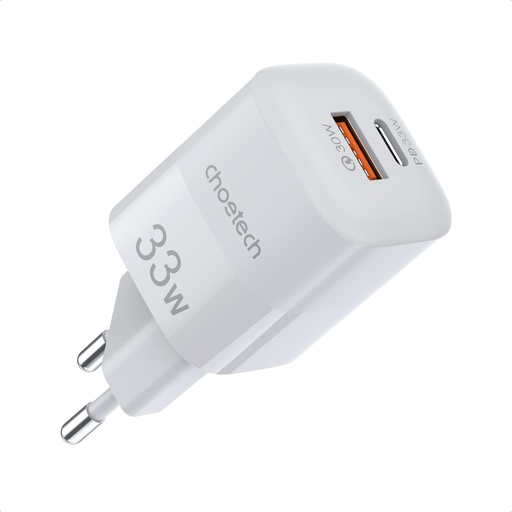 GaN USB C tipa PD PD QC 33W ātrais lādētājs, balts