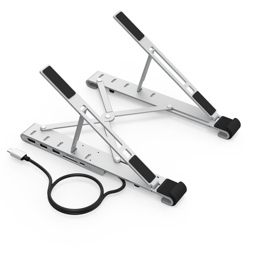 Nešiojamojo kompiuterio stovas PD USB-C HDMI 2xUSB-A 1xUSB-C 1xSD 1xTF juodas