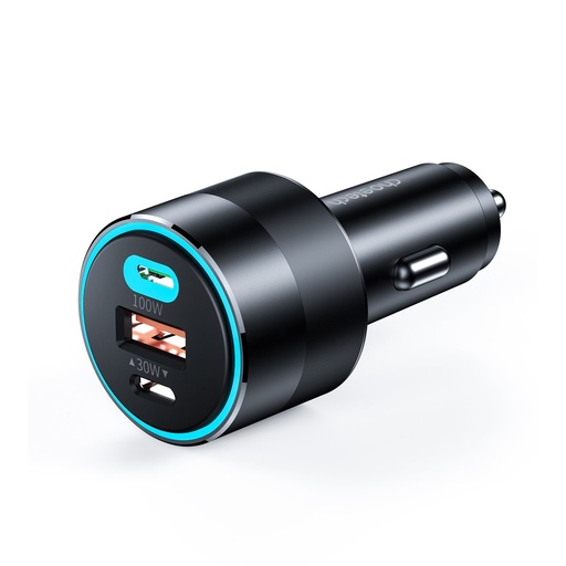 Ātrs auto lādētājs 130W 2xUSB-C + USB-A melns