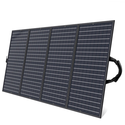 Sulankstomas 160W saulės baterijų kelioninis įkroviklis, juodas