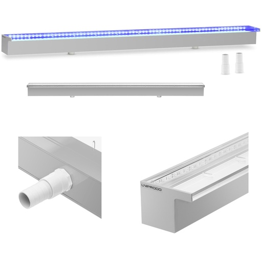 Krioklio snapelis sieninė kaskada sodo tvenkiniui LED 120 cm nuotėkis 30 mm