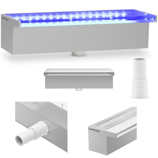 Waterfall spout wall cascade for garden LED pond 30 cm outflow 30 mm