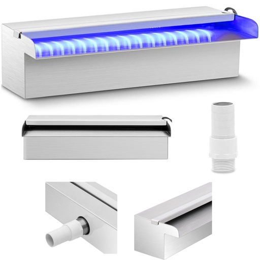 Waterfall spout wall cascade for garden pond with LED lighting 30 cm