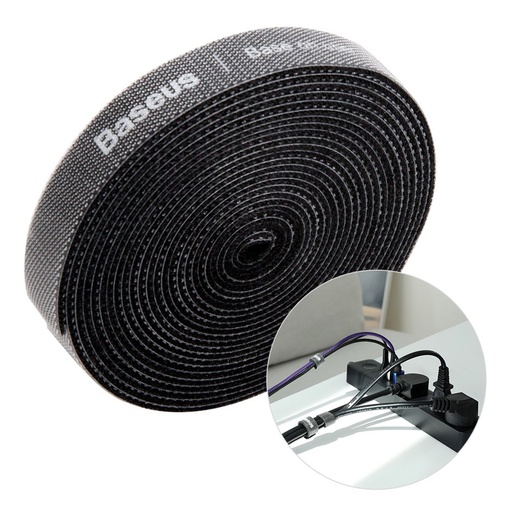 Kabelių organizatoriaus "Velcro" juosta 3 m juoda
