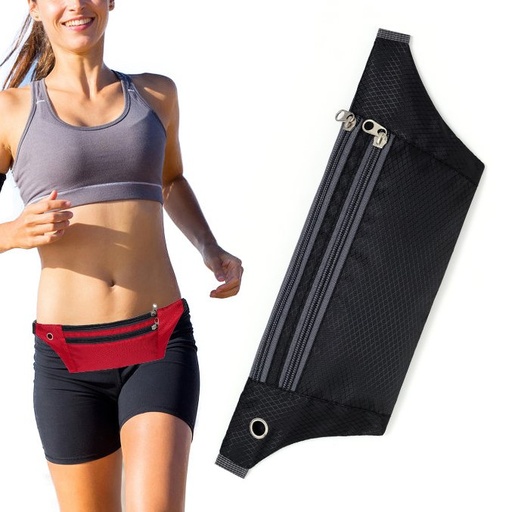 Running belt kidney pouch for phone case with headphone outlet black