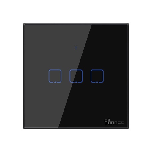 Three-channel touch light switch WiFi 433 MHz RF button black T3EU3C-TX