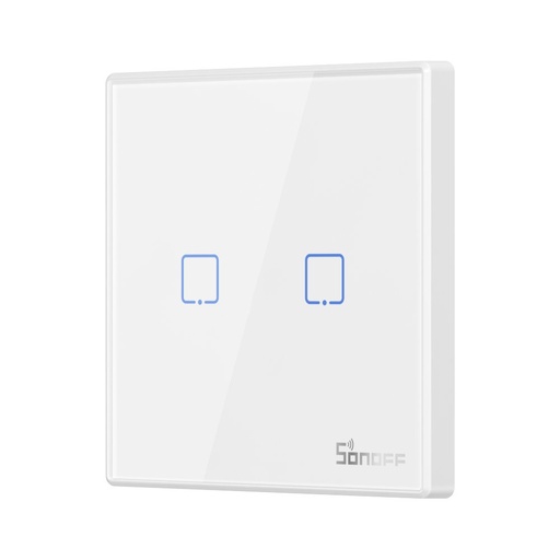 Two-channel touch light switch WiFi button to remote 433 MHz white T2EU2C-RF