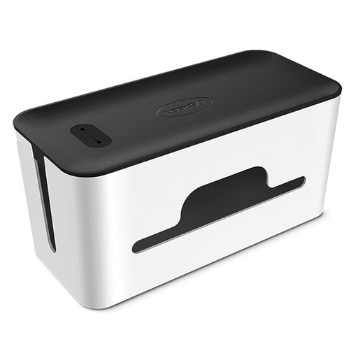 Cable organizer cable box storage bin L black and white