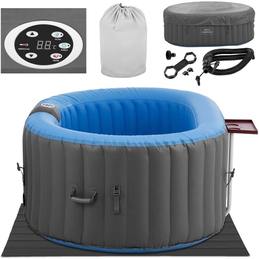 Garden inflatable Jacuzzi 100 massage jets 2 person 550 l blue-grey