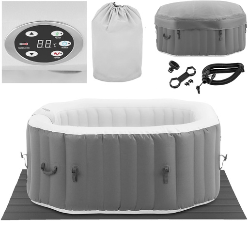 Garden inflatable Jacuzzi 110 massage jets 4 person 600 l grey and white