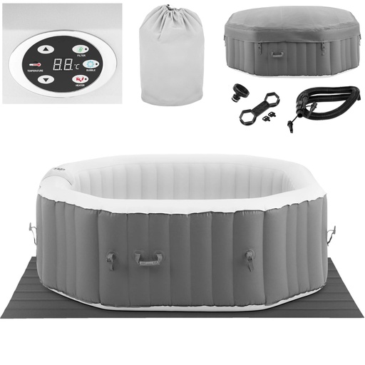 Garden Jacuzzi inflatable 130 massage jets 6 person 910 l grey-white