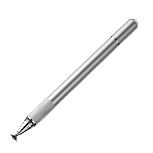 Double-sided capacitive disc stylus + gel pen silver