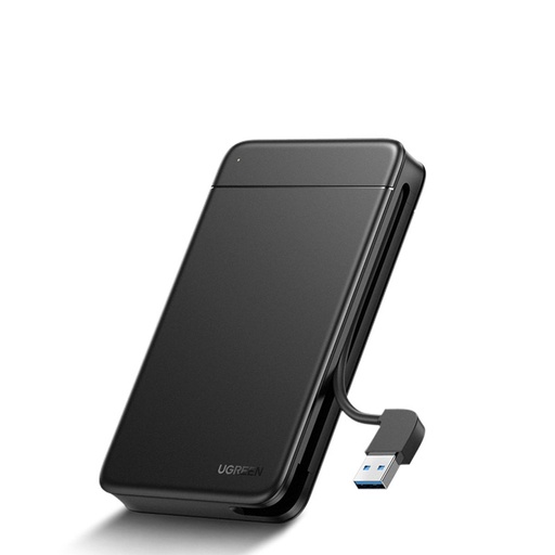 2,5'' SATA SSD cietā diska korpuss ar integrētu USB kabeli melns