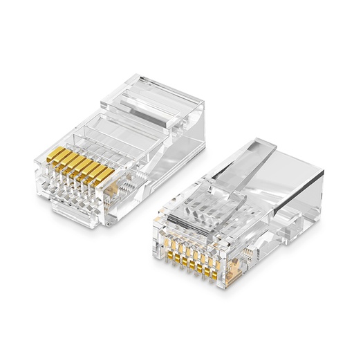 RJ45 8P8C UTP jungtis Cat. 5 5e skaidri 100vnt.