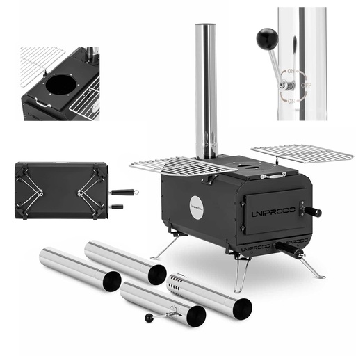 Tent tent stove portable heating and cooking chamber 460 x 280 x 231 mm - black