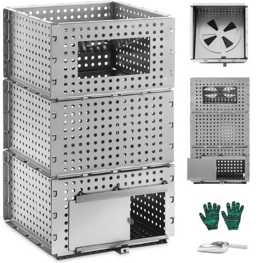 Basket pellet insert garbage can for fireplace 23 x 40 x 23 cm up to 1500 C