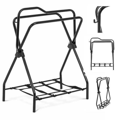 Metal folding saddle rack with shelf up to 80 kg