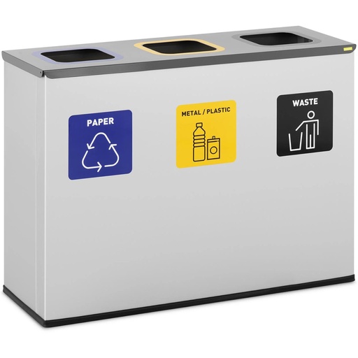 Trash garbage can waste segregation 3 compartments STAL 180 l silver