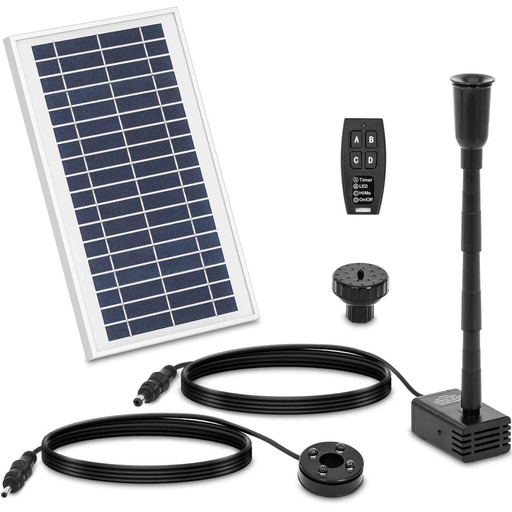 Solar fountain for pond pond with light and remote control 600 l/h 1.4 m 7 W.