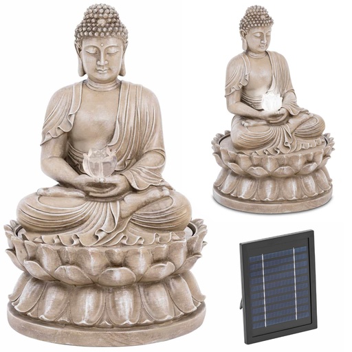 Solar garden cascade fountain with LED buddha 2W lighting