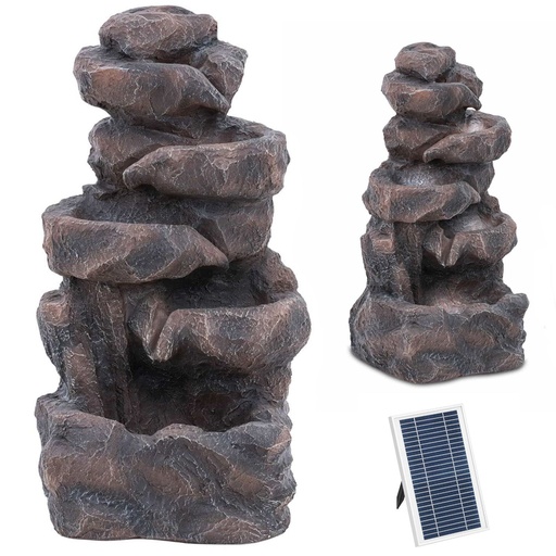 Solar garden cascade fountain multilevel with LED lighting rock pattern 6 W.
