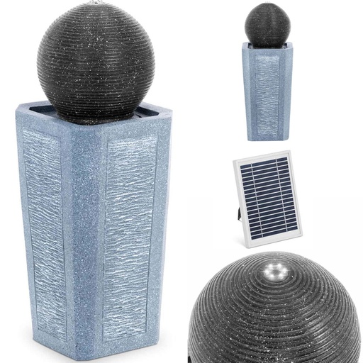 Solar garden cascade fountain with LED lighting sphere on column 3 W.