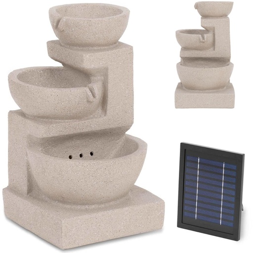 Solar garden cascade fountain with LED lighting 3 bowls 2 watts