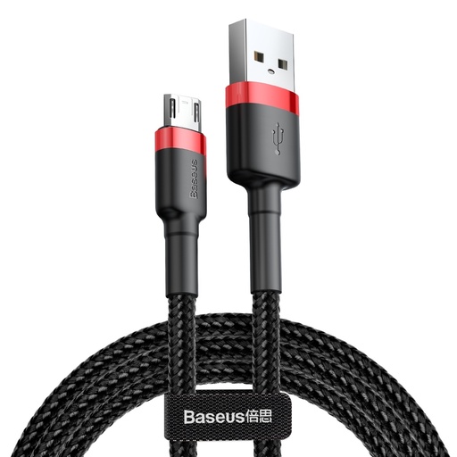 Izturīgs elastīgs USB microUSB QC3.0 2.4A 1M kabelis melns-arkans