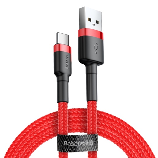 Stiprus lankstus USB-C QC3.0 3A 1M USB kabelis raudonos spalvos