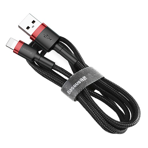 Durable flexible cable USB Iphone Lightning cable QC3.0 2.4A 1M black-red