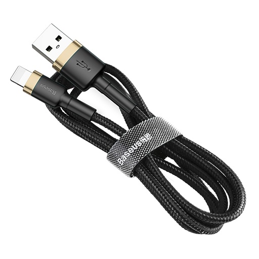 Durable flexible USB cable Iphone Lightning QC3.0 1.5A 2M black-gold cable