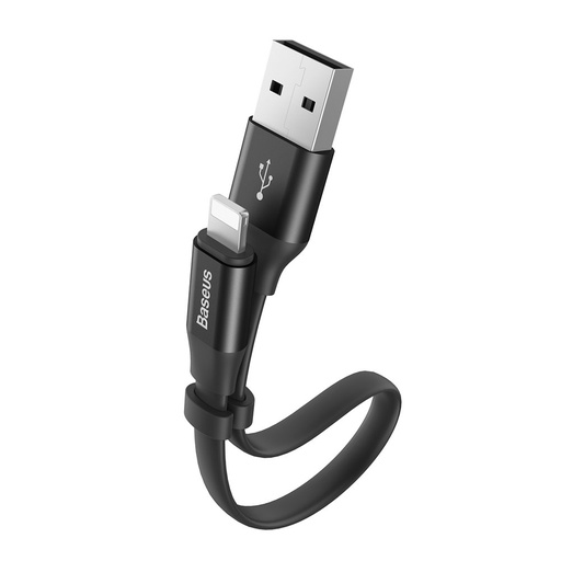 Flat cable USB Iphone Lightning cable with handle 2A 23CM black