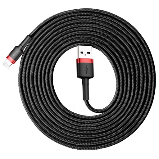 Durable nylon cable USB Iphone Lightning cable QC3.0 2A 3M black and red