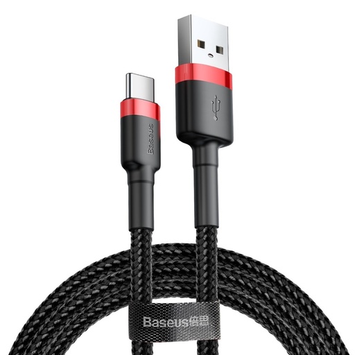 Durable nylon cable USB-C QC3.0 2A 3M black and red USB-C cable