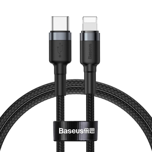Durable nylon cable USB-C PD Iphone Lightning cable 18W QC3.0 1m black-grey