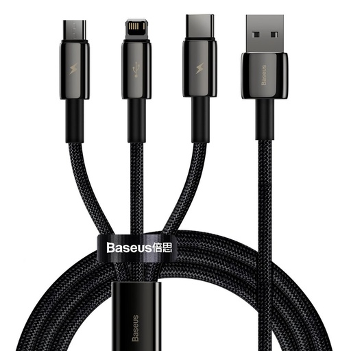 Cable 3-in-1 USB USB-C Iphone Lightning microUSB 3.5 A 1.5 m cable black