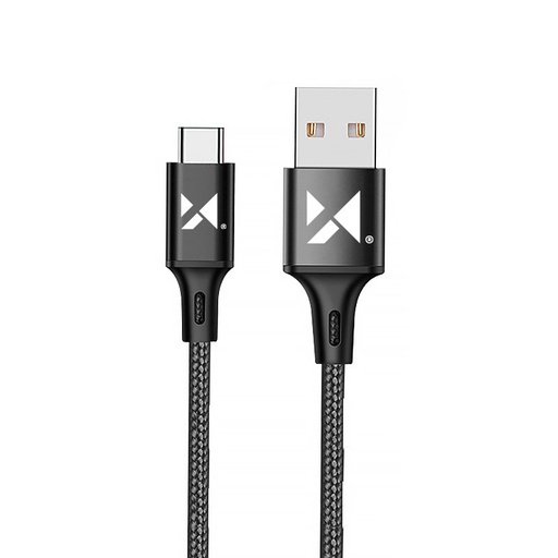 Sturdy braided USB-C 2.4A USB cable 1m black