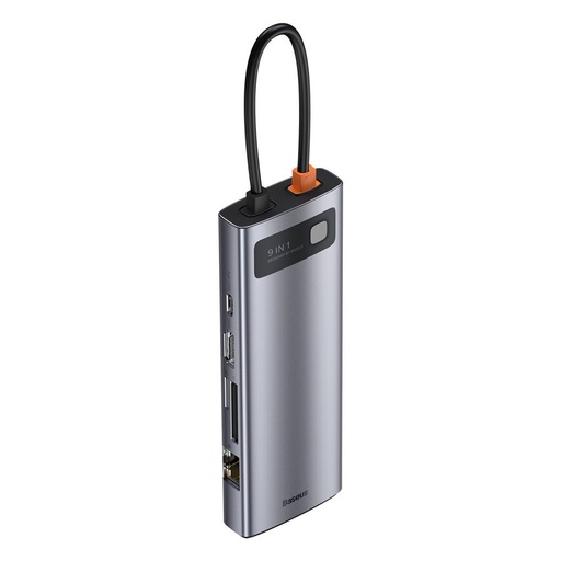 Multifunctional HUB 9in1 USB-C 3xUSB 3.2 PD VGA Full HD HDMI 4K TF and SD card reader RJ45 grey