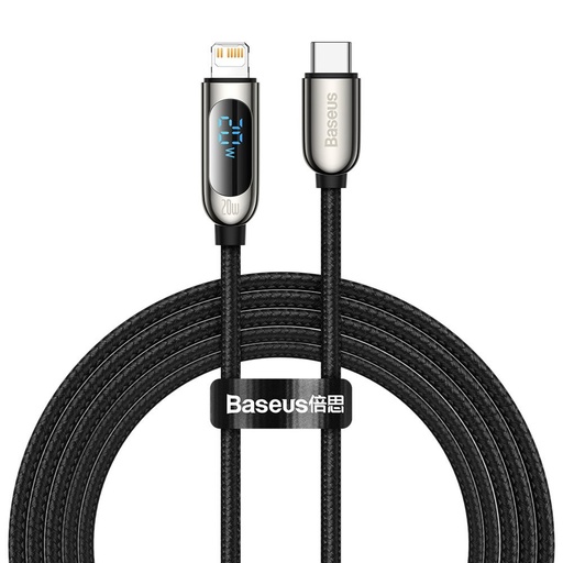 USB-C Iphone Lightning 20W fast charging cable with power meter display 2m black