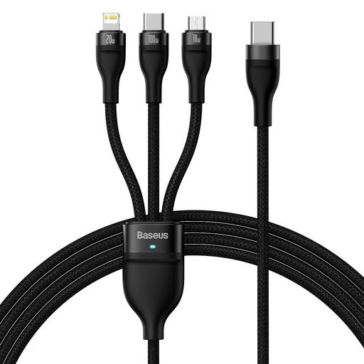 Flash Series II USB-C Iphone Lightning microUSB cable 100W 1.5m black