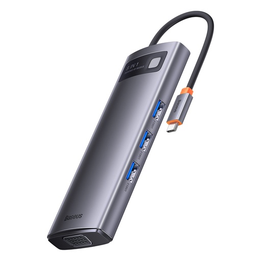 Docking station HUB 8in1 USB-C 1xHDMI 3xUSB 3.2 1xPower Delivery SD card reader TF card reader VGA grey