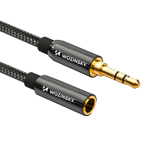 Mini jack female-male AUX extension cable 5m black