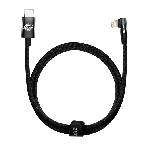 Angular Power Delivery cable with USB-C Iphone Lightning side connector 1m 20W black